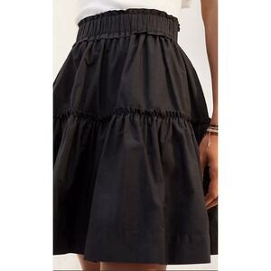 Meave Smocked Waist Tired Mini Skirt Sz M Black Lined Dark Fairy Whimsy Goth